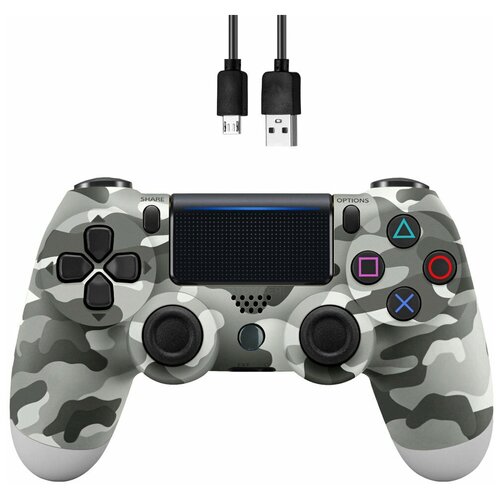 Беспроводной геймпад NOBUS для PS4, хаки серый / Bluetooth подключение / джойстик совместим с PlayStation 4, iOs (iPhone, iPad), Android, ПК