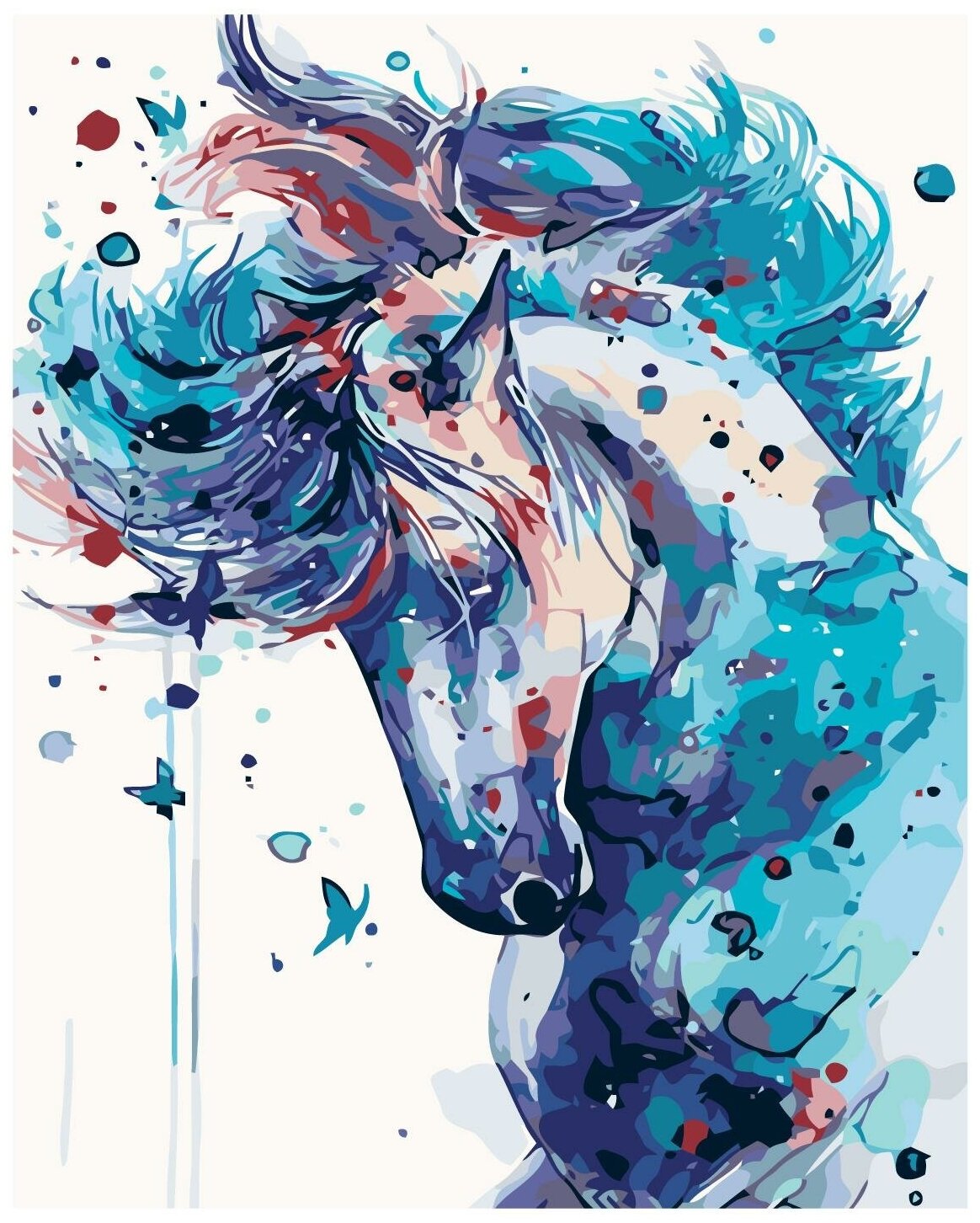Красочный конь Раскраска картина по номерам на холсте