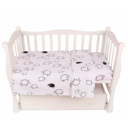 Amarobaby комплект в кроватку Baby Boom Овечки (3 предмета) белый