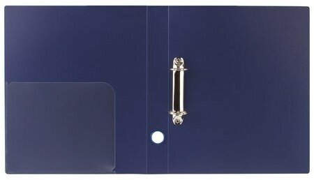 Папка на 2 кольцах BRAUBERG "Диагональ", 40 мм, темно-синяя, до 300 листов, 0,9 мм, 221348