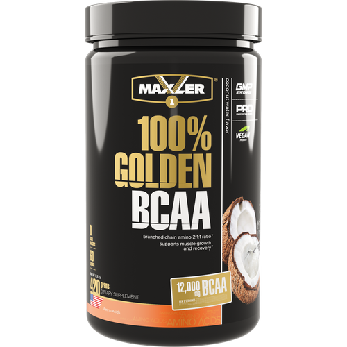 аминокислоты bcaa бцаа maxler 100% golden bcaa 15 пакетиков по 7 г апельсин BCAA Maxler 100% Golden, кокосовая вода, 420 гр.