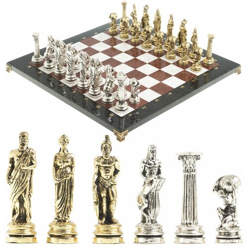 Настольные шахматы Атлас доска 44х44 см лемезит мрамор фигуры металлические 122595 шахматы из бронзы идолы доска 44х44 см змеевик лемезит 124906