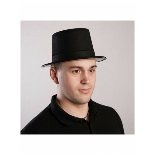 фото Карнавальная шляпа «цилиндр», р-р 56, цвет чёрный recom