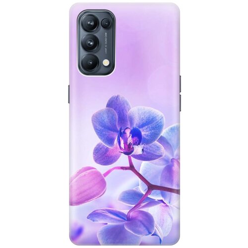 фото Cиликоновый чехол на oppo reno5 / оппо рено5 с принтом "лиловые орхидеи" gosso