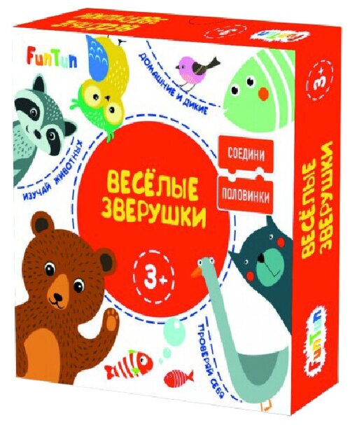 Настольная игра FunTun Соедини половинки. Весёлые зверушки