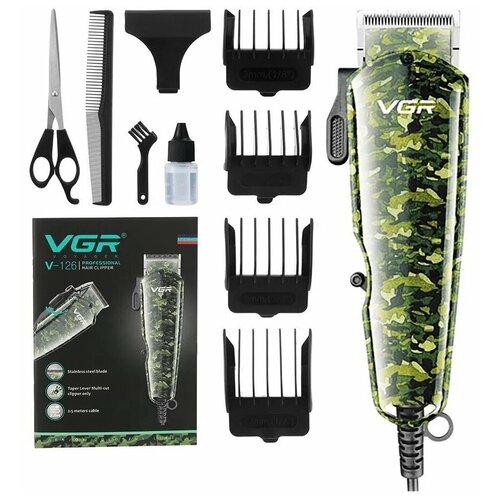 Машинка для стрижки, Набор для стрижки VGR Professional VGR v-126, хаки машинка для стрижки волос тример для бороды и усов vgr v 272