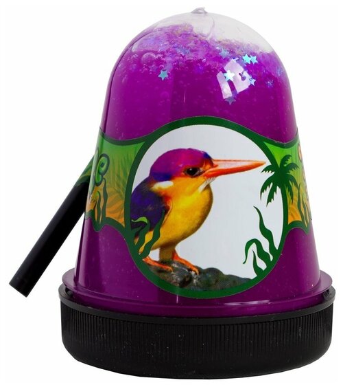 Слайм SLIME Jungle Птичка Зимородок с белыми звездочками (S300-28), фиолетовый