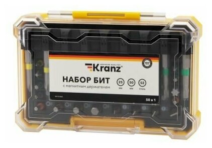 Набор бит KRANZ KR-92-0462 с магнитным держателем 25-50 мм, 49 шт. (50 шт./уп.)