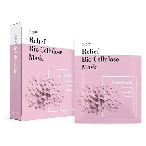 ELMOLU тканевая маска против морщин Relief Bio Cellulose Mask Anti-Wrinkle, 5 шт. по 5 мл