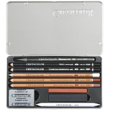 Чернографитовые карандаши CretacoloR Художественный набор для эскизов ARTINO в металлической коробке