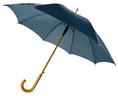 Зонт-трость механика, купол 104 см, 8 спиц, деревянная ручка, синий