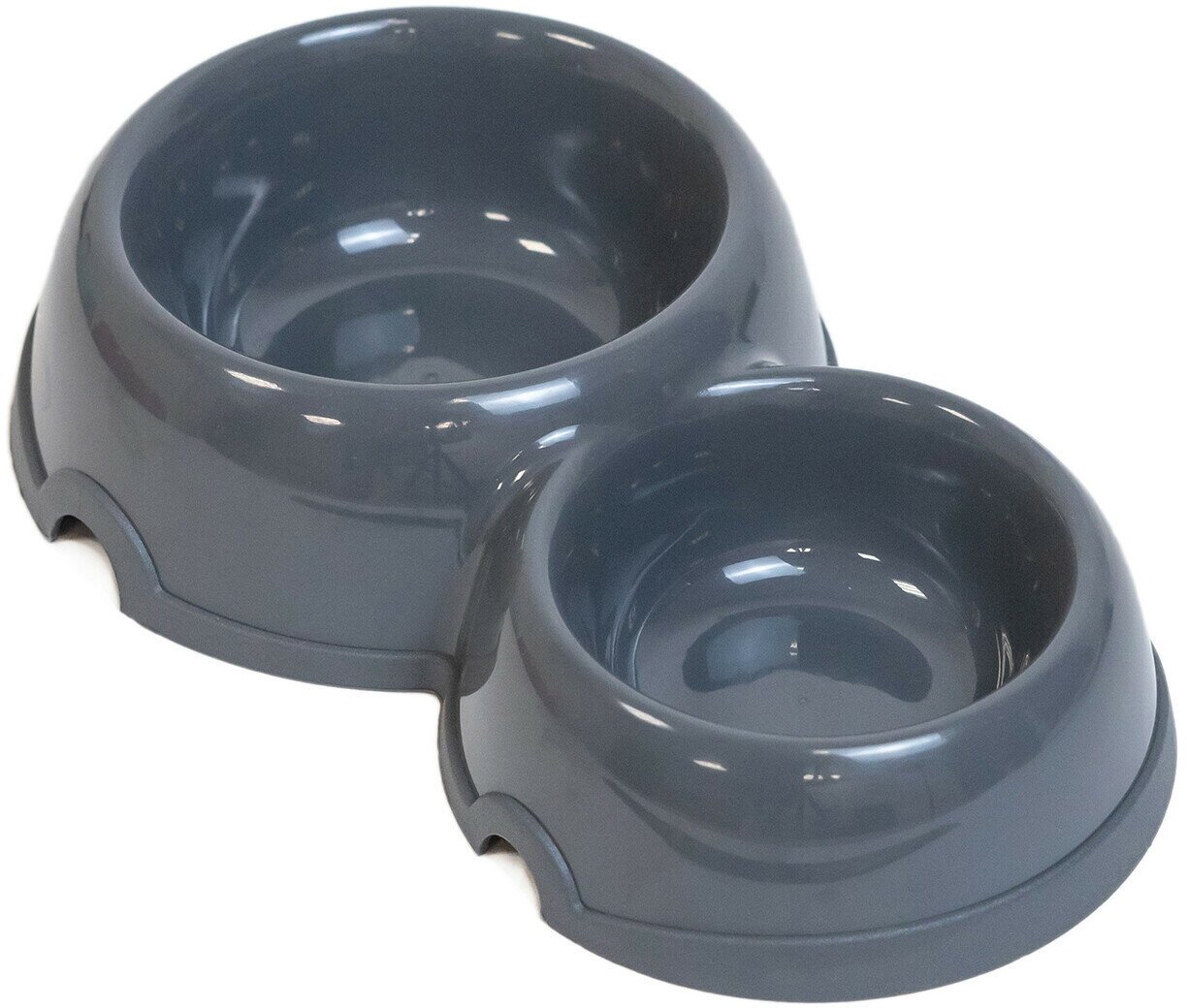 фото Дарэленд Миска для кошек и собак мелких пород, пластиковая, двойная, серая 100/200мл