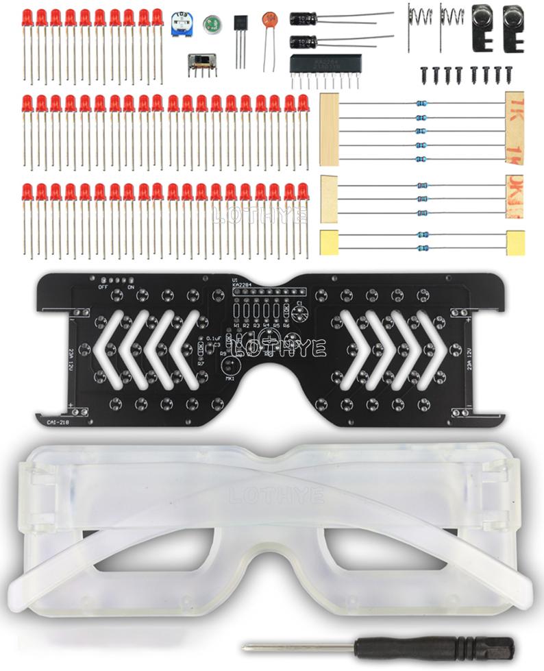 Набор для самостоятельной сборки и пайки (конструктор) "Светодиодные очки с голосовым управлением" (Н)