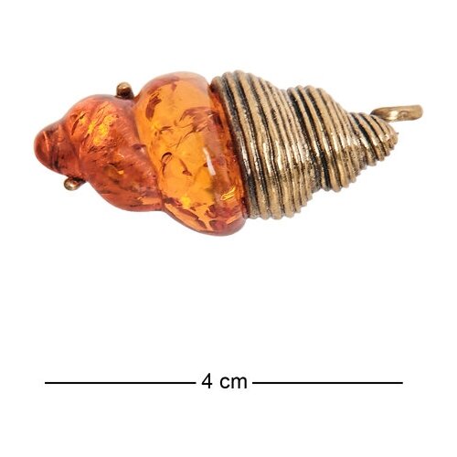 Брошь Art East, янтарь, золотой