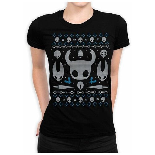 фото Футболка design heroes с новогодним узором hollow knight / полый рыцарь женская черная l