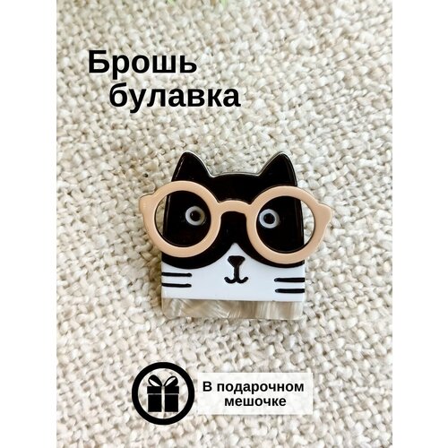 Брошь, коричневый, черный