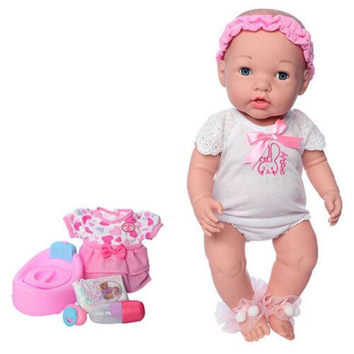 Пупс Junfa toys Baby Ardana в белом боди, 40 см, A317B розовый