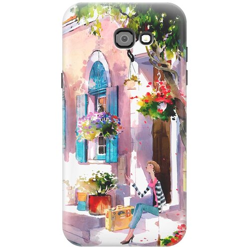 фото Cиликоновый чехол девочка на цветущей улочке на samsung galaxy a7 (2017) / самсунг а7 2017 re:pa