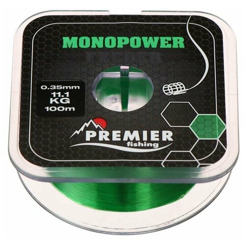 Леска Preмier fishing MONOPOWER Feeder, диаметр 0.35 мм, тест 11.1 кг, 100 м, зелёная