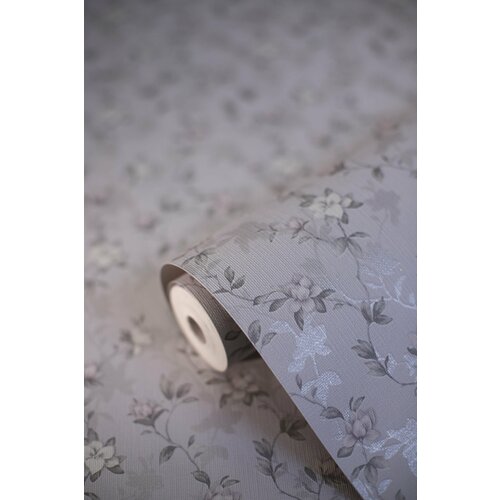 Обои бумажные дуплекс с мелким цветком Магнолия-5 серый 0,53*10м в спальню