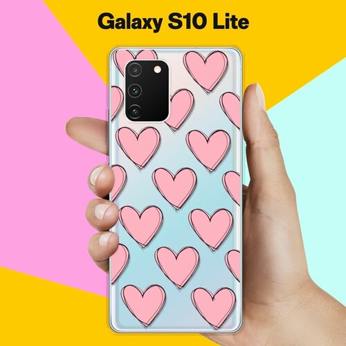 Силиконовый чехол Узор из сердец на Samsung Galaxy S10 Lite силиконовый чехол узор из сердец на honor 10 lite