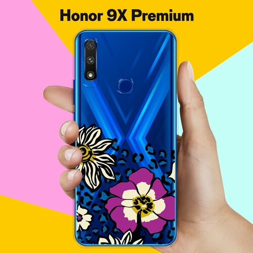 Силиконовый чехол Цветы с узором на Honor 9X Premium силиконовый чехол цветы с узором на honor 7c