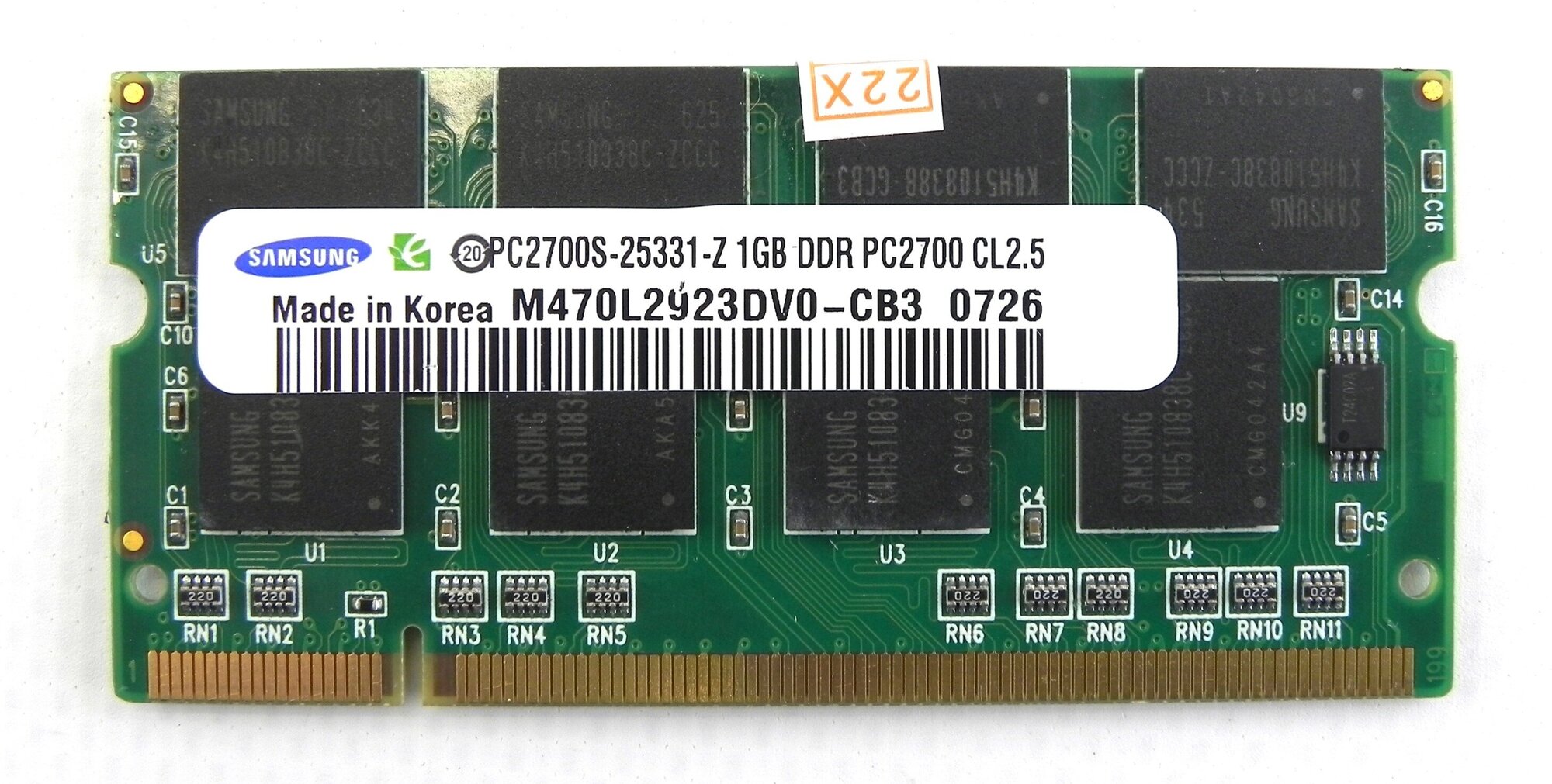 Оперативная память Samsung 1 ГБ DDR 333 SO-DIMM PC2700S-25331-Z 1Gb 1 шт.