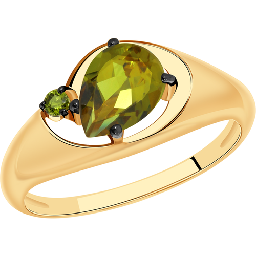 фото Золотое кольцо александра кл2879-48ск-са с фианитом и султанитом diamant-online