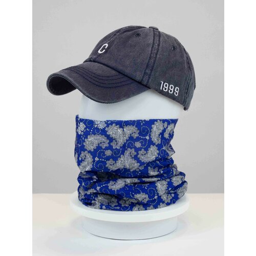 фото Бейсболка потертая 100% хлопок "1999" цвет синий джинсовый kamukamu