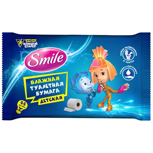 Влажная туалетная бумага Smile Фиксики, 44 шт., 1 уп. туалетная бумага влажная детская smile фиксики 3 44 шт