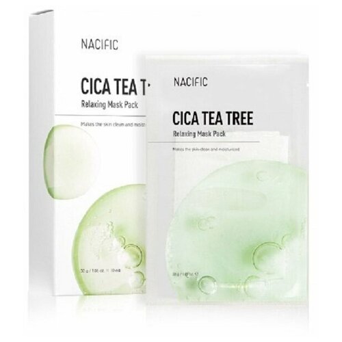 фото Nacific cica tea tree relaxing mask pack успокаивающая маска с центеллой и чайным деревом, 5шт.