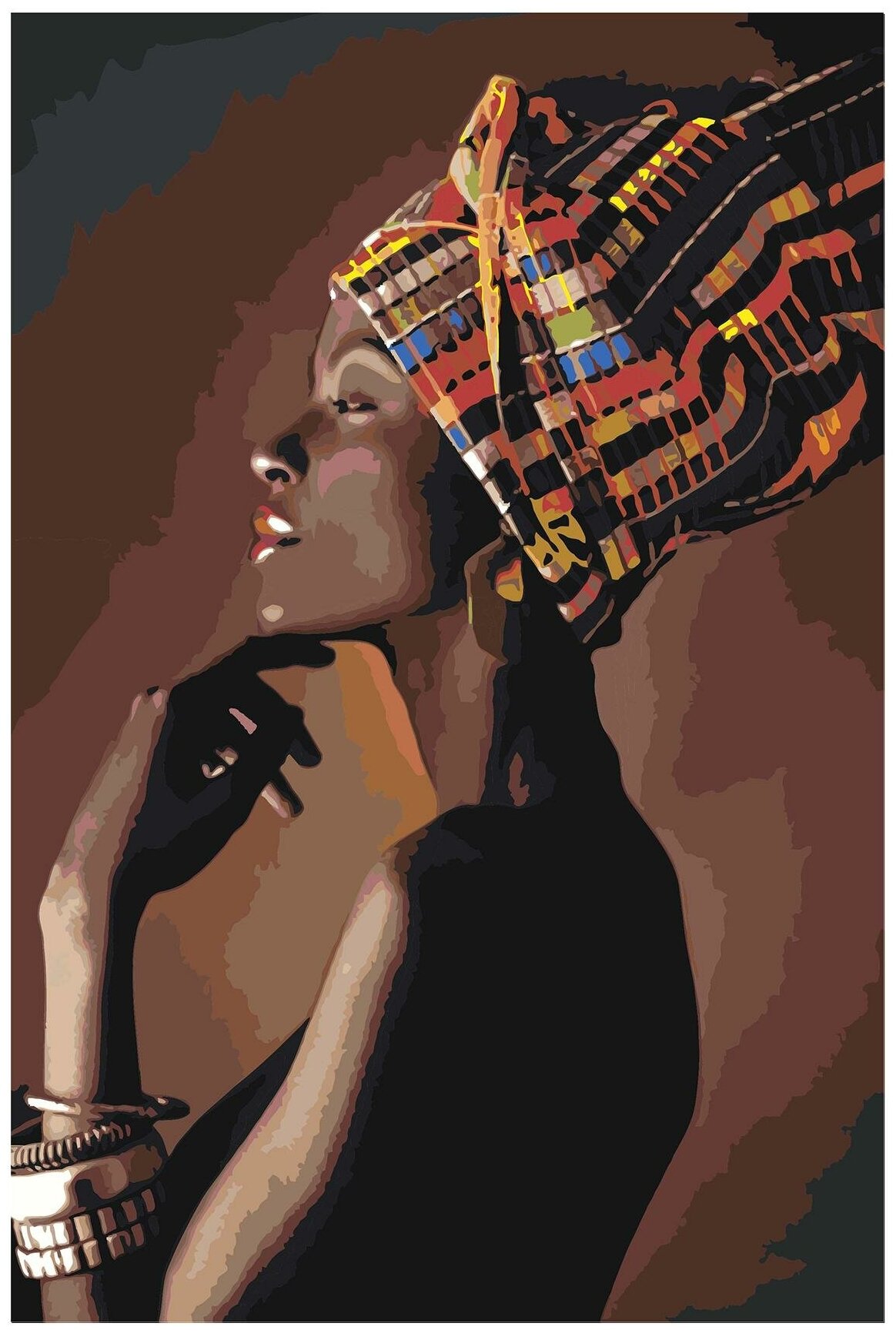 Портрет африканки в профиль Раскраска картина по номерам на холсте