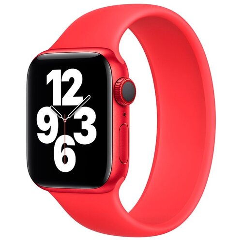 Эластичный силиконовый ремешок для Apple Watch серии 1-6 и Эпл Вотч SE 38-40 mm / Силиконовый монобраслет без застежки размер S (Red)