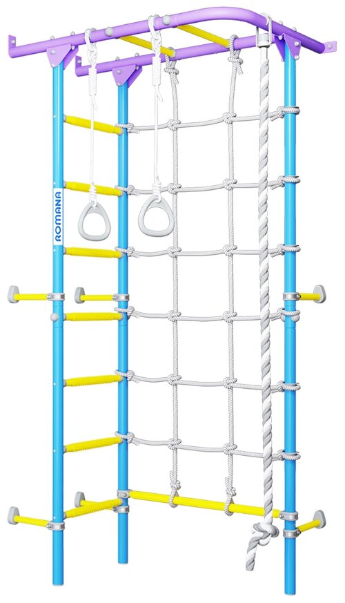 Спортивный комплекс на базе шведской стенки ROMANA S4, сиреневый/голубой