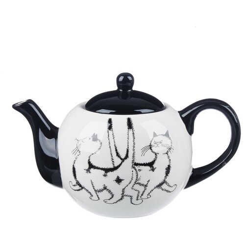 фото Millimi заварочный чайник черный кот 820-699 580 мл, белый/черный