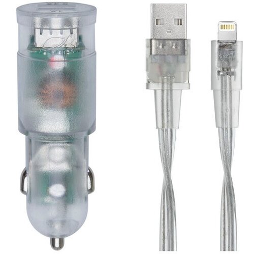 Автомобильное ЗУ RIVACASE VA4225 TD2 прозрачное 3,4A / 2USB с кабелем MFi Lightning