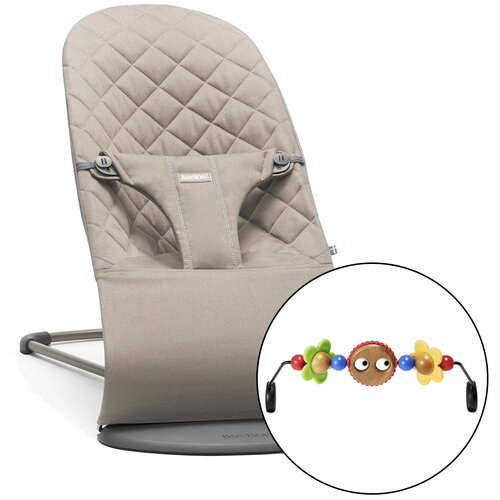 фото Шезлонг babybjorn bliss (хлопок набор) sand gray