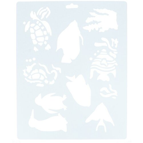Сонет Трафарет пластиковый прозрачный 22 x 25 см Пингвины, рыбы Н10201-26 /DK28704