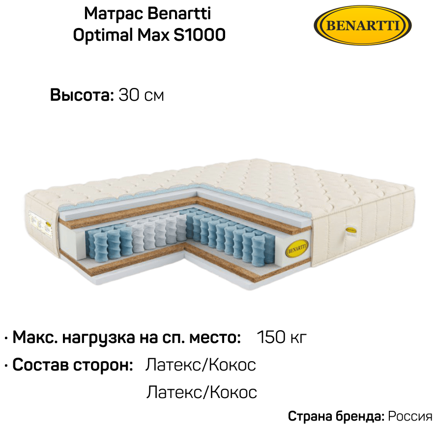 Матрас Benartti Optimal Max S1000 (140 / 186)