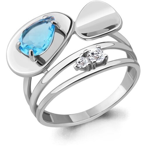 фото Кольцо diamant online, серебро, 925 проба, фианит, топаз, размер 17.5