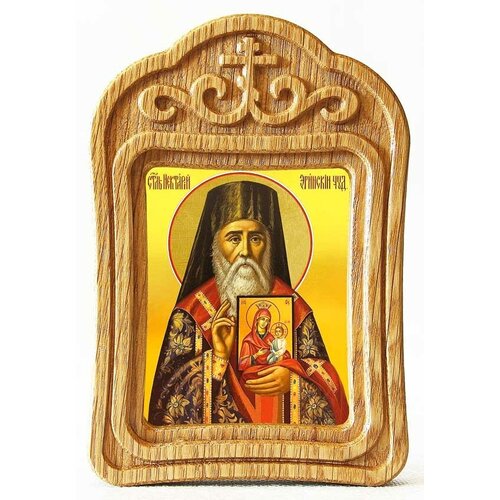 Святитель Нектарий Эгинский, митрополит (лик № 110), икона в резной деревянной рамке