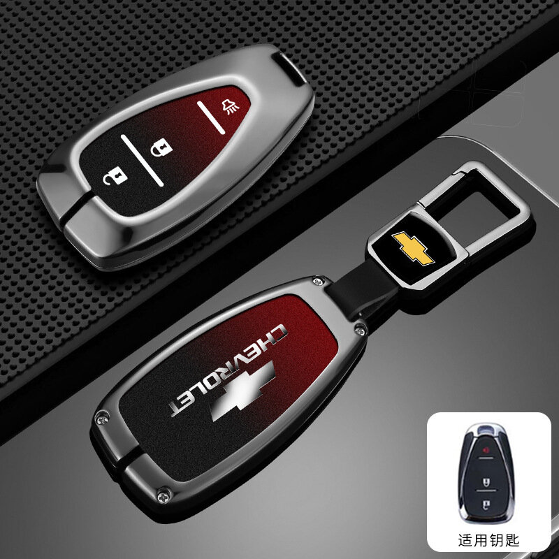 Автомобильный чехол для ключа Chevrolet - 3-клавишный гудок черно-градиентный красный чехол с креплением для моделей