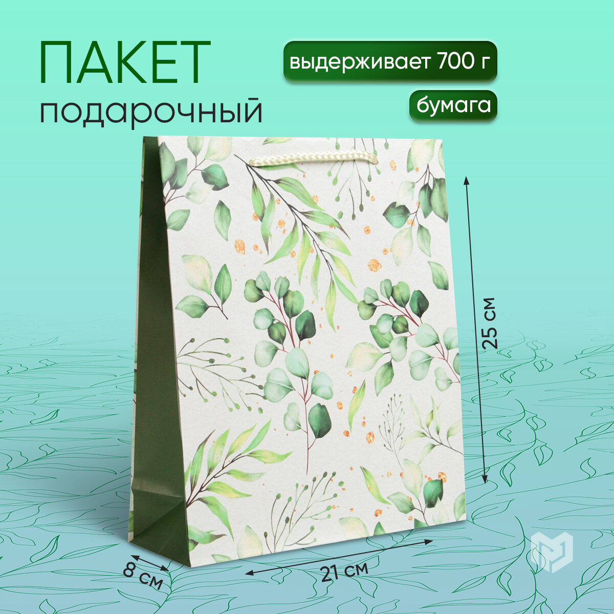 Пакет подарочный "Present for you", 21 х 25 х 8 см