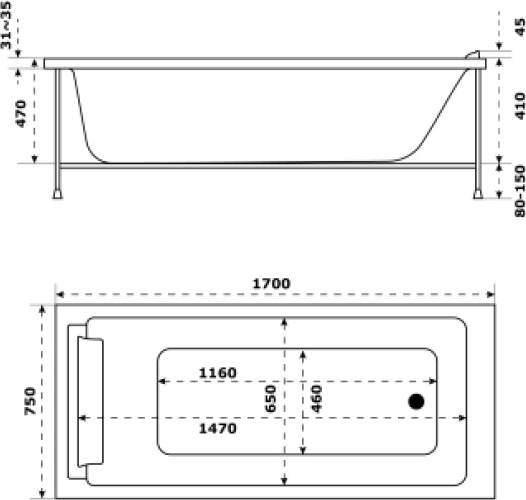 Акриловая ванна Jacob Delafon Spacio 170х75 E6D161RU-00