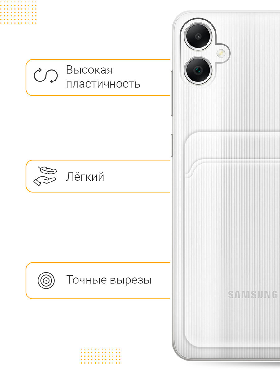 Силиконовый чехол на Samsung Galaxy A05 / Самсунг А05 с карманом для карт прозрачный — фото 1