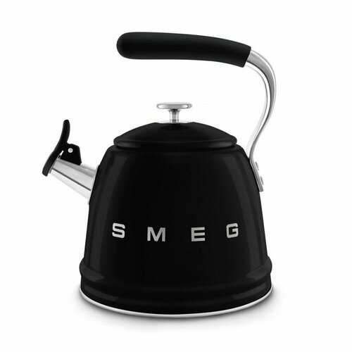 Чайник для плиты SMEG CKLW2001BL со свистком, черный, 2,3 л