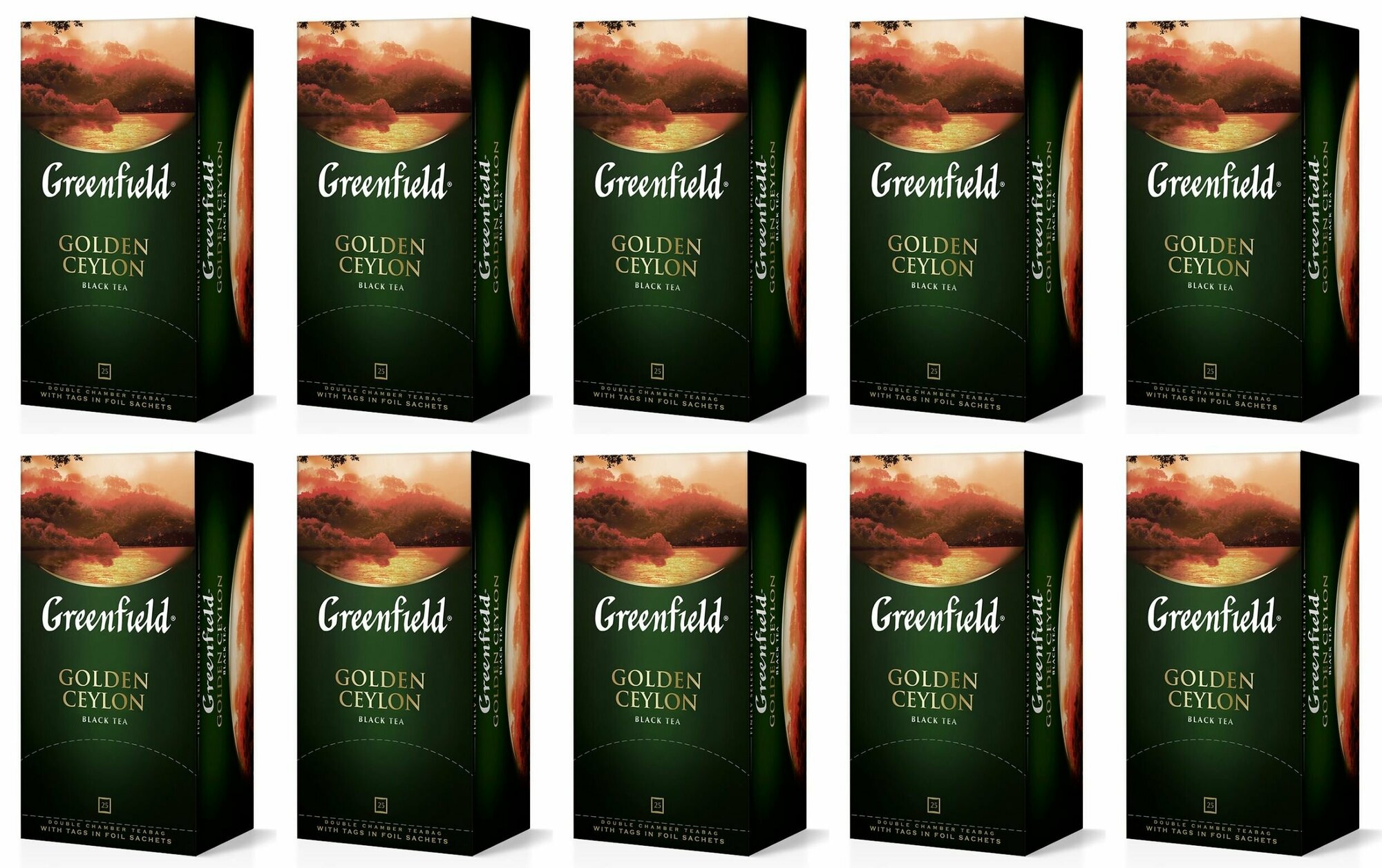 Greenfield Чай в пакетиках Golden Ceylon черный, 25 шт х 2 г, 50 г, 10 уп