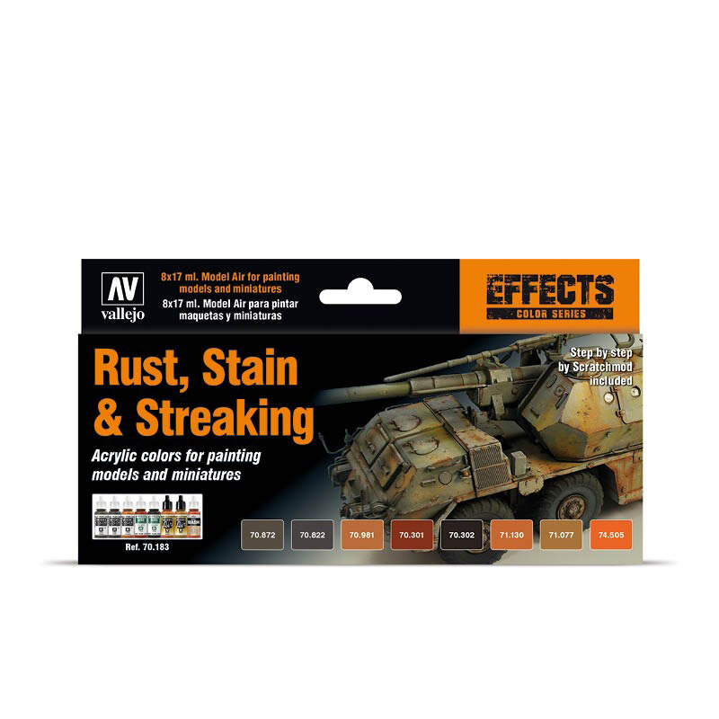 Набор акриловых красок Vallejo Effects Color Series - Rust, Stain & Streaking 70183 (8 красок по 17 мл)