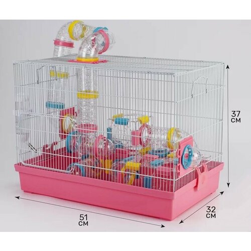Клетка для грызунов Dayang M0600, 51*32*37 см, розовый