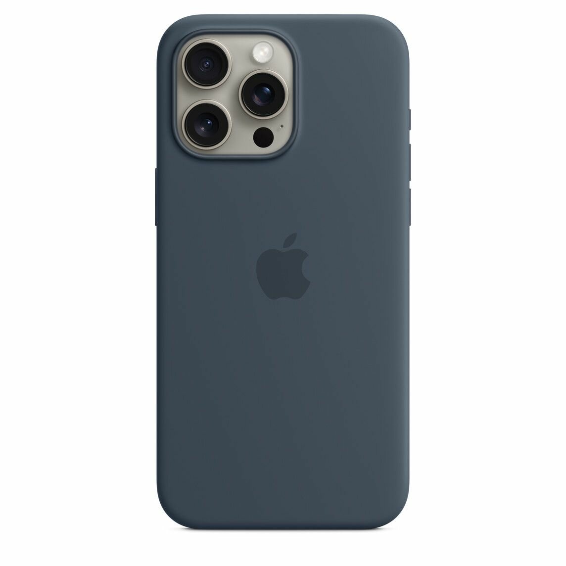 Чехол силиконовый MagSafe для iPhone 15 Pro Storm Blue с анимацией NFC, Silicone case MagSafe для айфон 15 про темно-синий